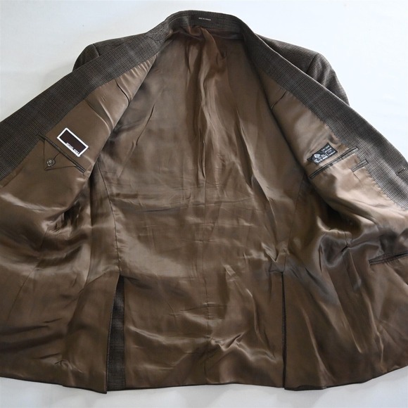 Michael Kors 42R Brown Plaid 100% Wool Mens Blazer Suit Jacket Sport Coat - Picture 6 of 16